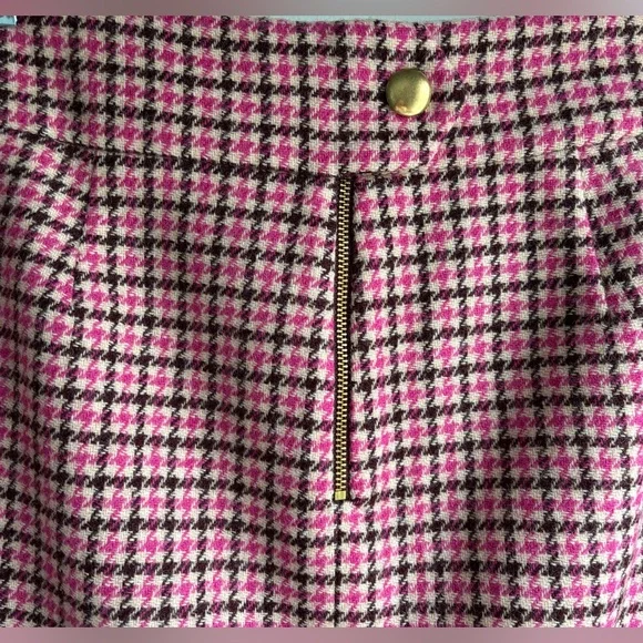 J. Crew Skirt - Houndstooth Wool Blend, Size 10, Pink, Brown, Cream - Picture 6 of 13
